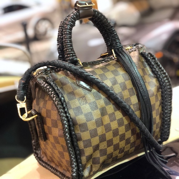 Auth LV Damier Ebene Speedy 30 Custom Bandolier - Picture 8 of 8